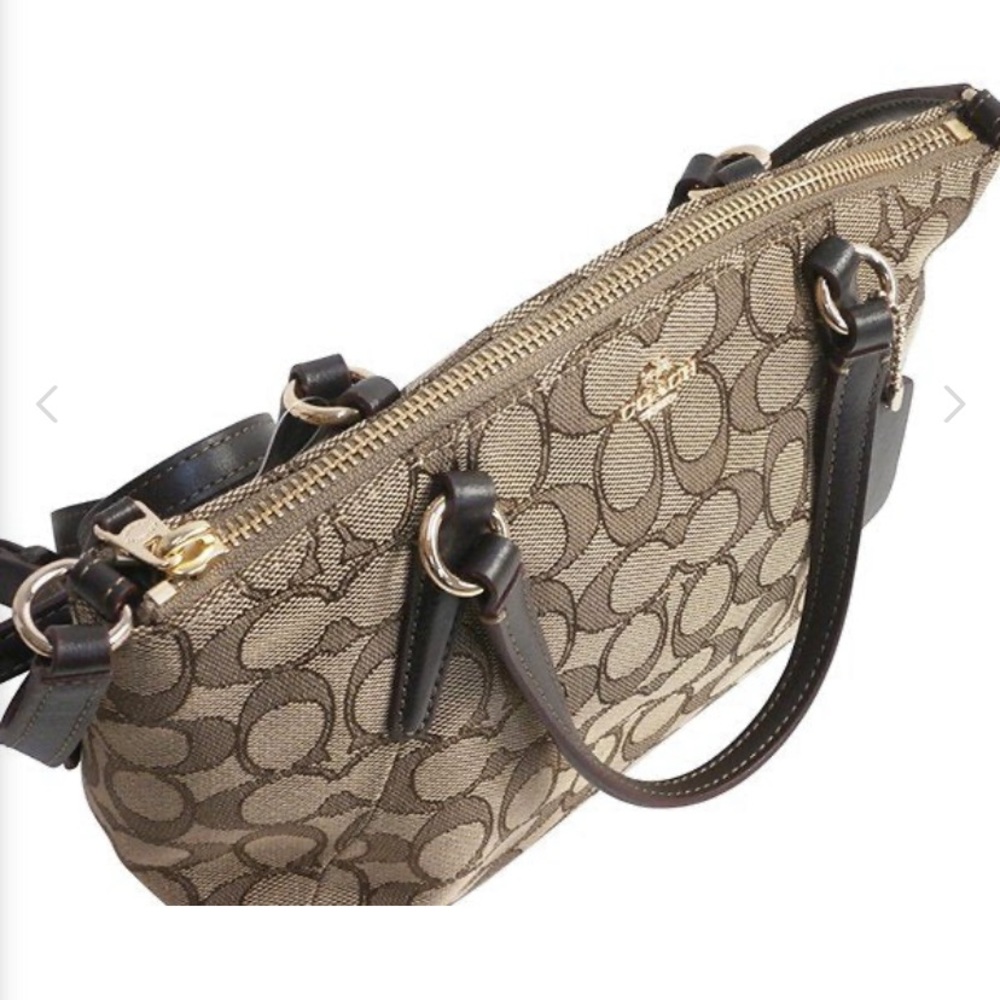 NWT Coach Outline Signature Small Kelsey Handbag Khaki Brown - Picture 10 of 15